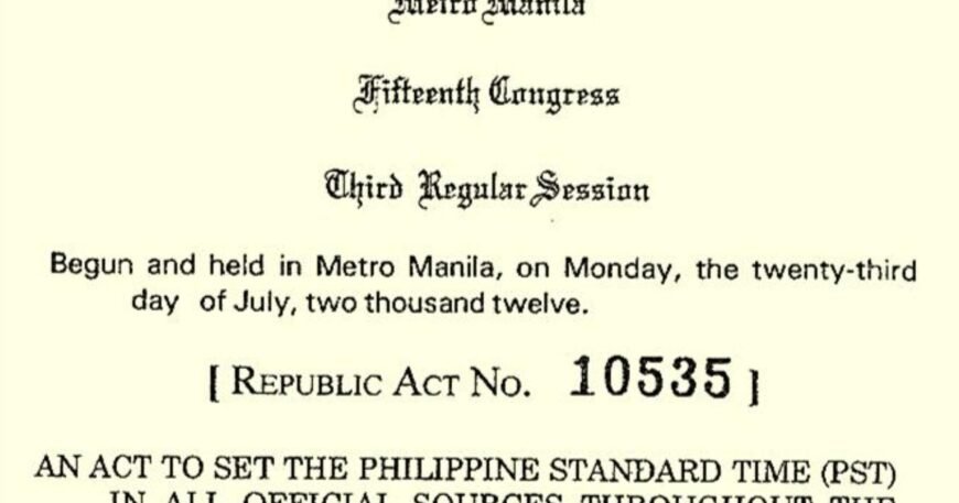 RA10535 Philippine Standard Time Act of 2013